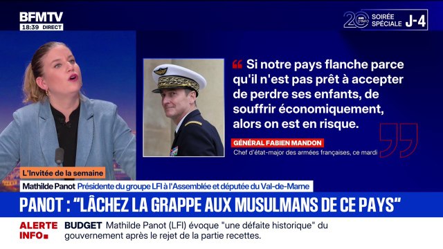 Propos du chef d'état-major des Armées: Nous voulons la paix et la diplomatie , déclare Mathilde Panot (LFI)