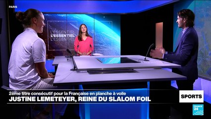 Planche à voile : la Française Justine Lemeteyer double championne du monde de slalom foil