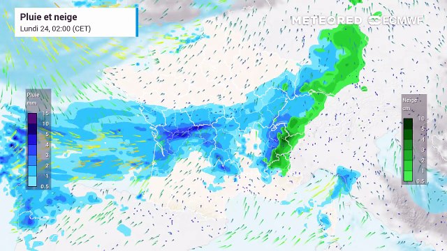 Fortes pluies en plaine, neige abondante en montagne : météo perturbée en France ce lundi et ce mardi