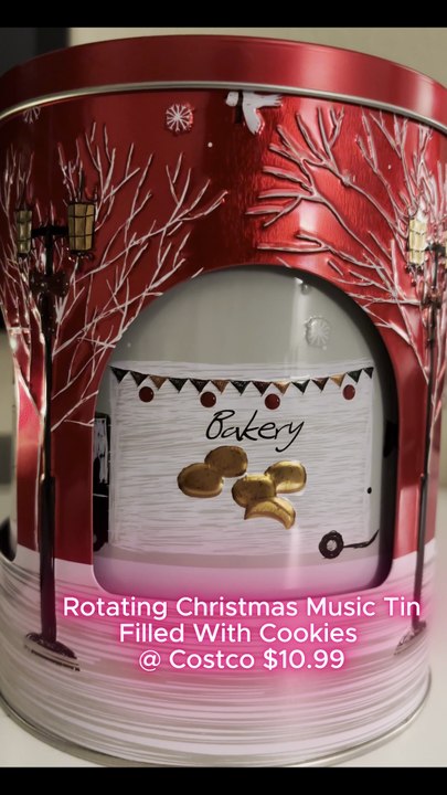 Rotating Christmas Music Tin Filled With Cookies Spotted @ Costco Love It $10.99