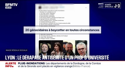 Un professeur de l'université Lyon 2 publie une liste de "génocidaires à boycotter", la direction de l'établissement dénonce les propos