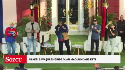 Ülkesi savaşın eşiğinde olan Maduro dans etti