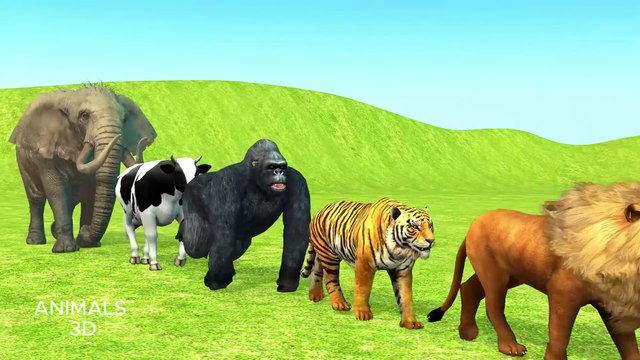 Paint Animals Gorilla Cow Tiger Lion Elephant Fountain Crossing Animal Game - Part 2