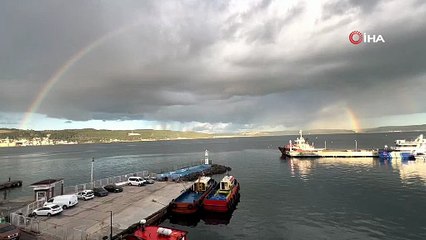 Çanakkale'de çifte gökkuşağı izleyenleri büyüledi