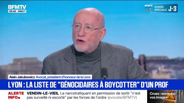Tweet polémique d'un professeur: Je n'entends pas le maire de Lyon , déclare Alain Jakubowicz, président d'honneur de la Licra