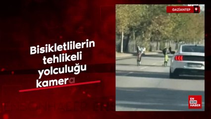 Gaziantep'te bisikletlilerin tehlikeli yolculuğu kamerada
