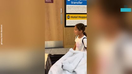 Little Girl Runs Into Dad’s Arms in Emotional Airport Reunion