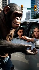 Monkey Begging at Traffic Signal – Funny Street Animal Video | Viral Monkey Clip