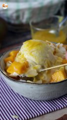 Mango-bingsu, die köstliche koreanische nachspeise mit mango, die weltweit ein hit ist