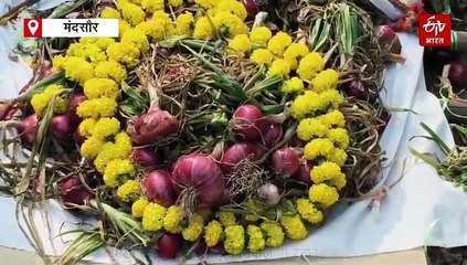 मंदसौर में किसानों ने निकाली प्याज की अर्थी, श्मशान में जलाई चिता, सरकार के खिलाफ गुस्सा