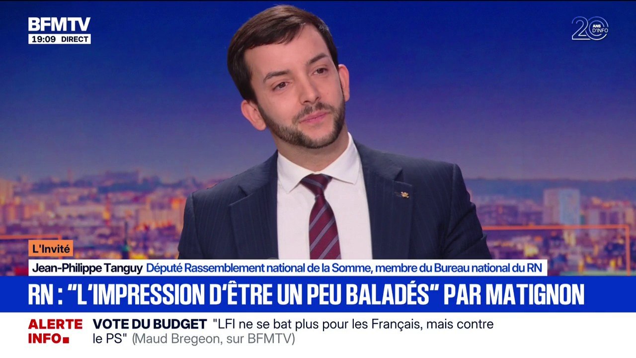 "On a l'impression d'être un peu baladés": Jean-Philippe Tanguy (RN) estime qu'"il y a un doute sur l'utilité" d'une nouvelle réunion à Matignon sur le budget