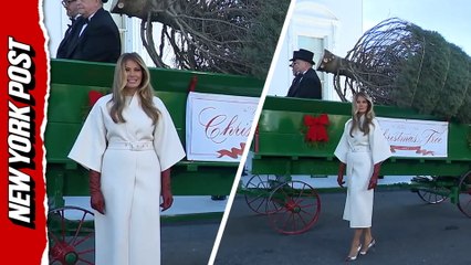 First Lady Melania Trump welcomes the 2025 White House Christmas tree