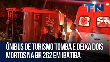 Ônibus de turismo tomba e deixa dois mortos na BR 262 em Ibatiba
