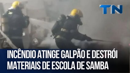 Incêndio atinge galpão e destrói materiais de escola de samba