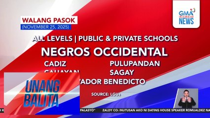 Walang pasok as of 7AM (November 25, 2025) | Unang Balita