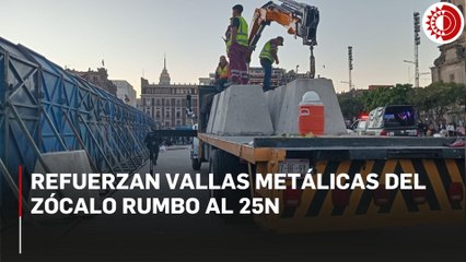 Refuerzan con concreto las vallas metálicas del Zócalo rumbo al 25N