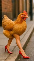 Chic Chicken on Heels! A chicken with human legs and high heels strutting down the street — elegant, funny, and totally iconic! This Reels will make you laugh and fall in love with this fabulous chicken walk! 😄✨ . . . . . #ai #aiart #aiartwork #aivideo
