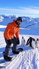 Snow Skating With 5 Cute Penguins on Mountain ❄️🐧