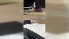 İşte o anlar! Uçağı kaçırdılar piste daldılar
