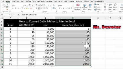 How to Convert Meter to Liter in Excel | Correct Method Explained