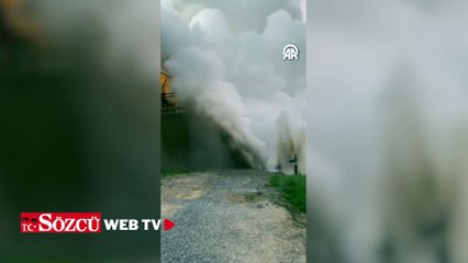 Aydın'da sıcak su boru hattı patladı; yol trafiğe kapandı