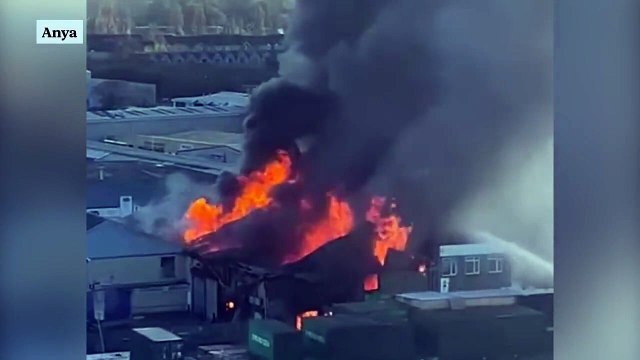 Firefighters tackle huge blaze at a warehouse in Southall