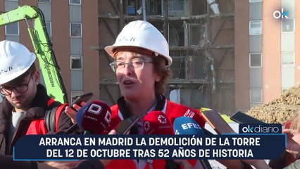 Arranca en Madrid la demolición de la torre del 12 de Octubre tras 52 años de historia
