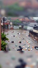 Chuva alaga ruas e arrasta lixo em Conselheiro Lafaiete (MG)