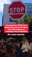 Des panneaux STOP sont tagués dans toute la France pour faire passer un message anti-immigration