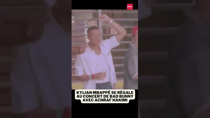 Kylian Mbappé se régale au concert de Bad Bunny avec Achraf Hakimi #football #nouvellespsg