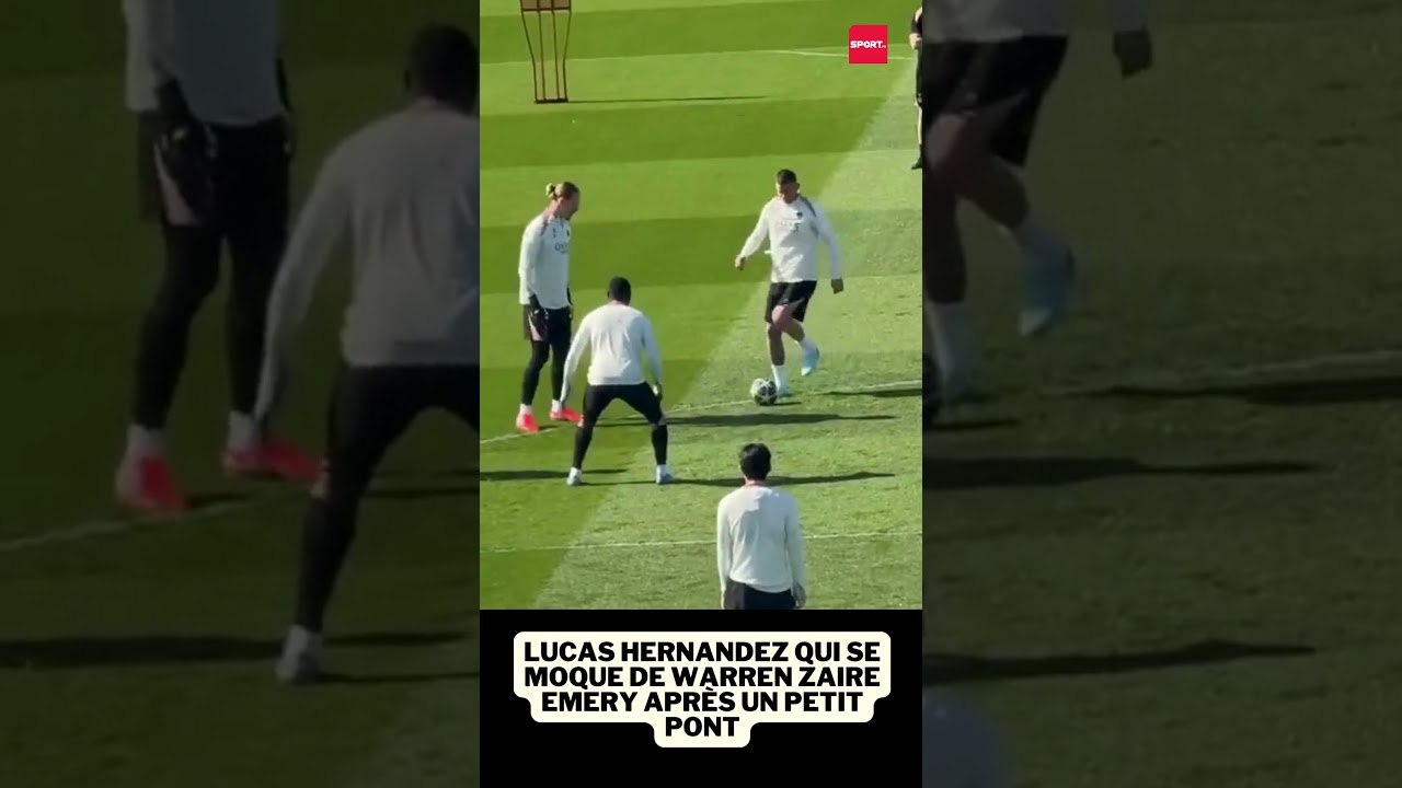 Lucas Hernandez qui se moque de Warren Zaire Emery après un petit pont #psg #ldc #psgavf