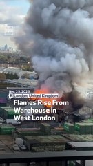 Flames Rise From Warehouse in West London