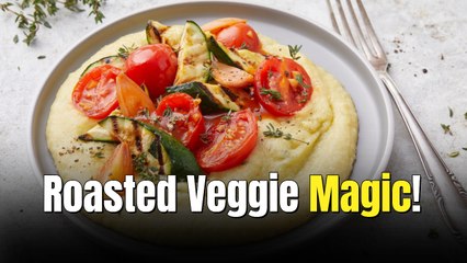 Creamy Polenta Bowl with Oven-Roasted Tomatoes and Zucchini