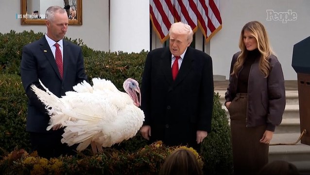 Melania Trump Joins Donald for Turkey Pardon on the Rose Garden Patio Before Thanksgiving Trip to Mar-a-Lago