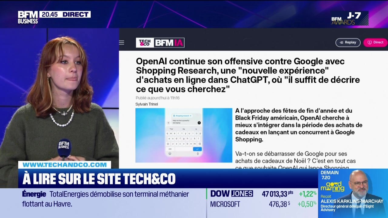 À lire sur le site Tech&Co : Shopping Research, une "nouvelle expérience" d'achat en ligne dans ChatGPT, où il suffit d'écrire ce que vous cherchez, par Salomé Ferraris - 25/11