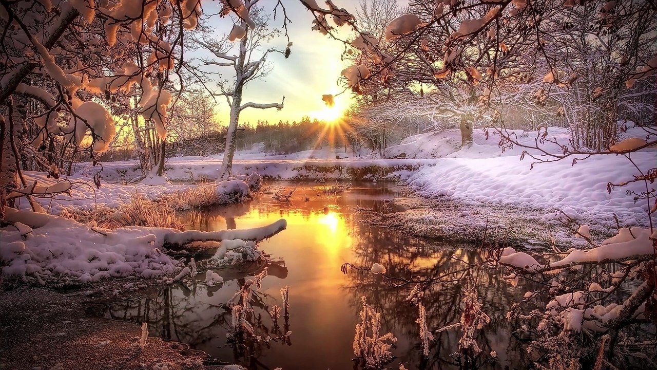 Musique relaxante au piano avec sons de nature pour se détendre ~ Rivière d’Hiver 4K