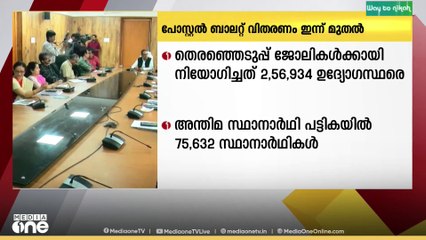 തദ്ദേശ തെരഞ്ഞെടുപ്പ് ജോലിയിൽ നിയോഗിക്കപ്പെട്ടവർക്കുള്ള പോസ്റ്റൽ ബാലറ്റ് വിതരണം ഇന്നുമുതൽ