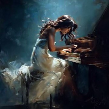 Beautiful Italian woman with flowing dark hair