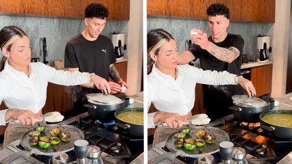 Jorge Sánchez presume sus artes culinarias junto a la influencer Leslie Gallardo; así el momento que comparte en TikTok