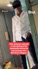 Man stares at girl on train