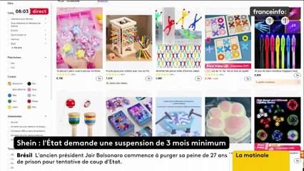 La plateforme asiatique d'e-commerce Shein ce matin devant le tribunal judiciaire de Paris, où l'État demandera sa suspension pour trois mois minimum et une réouverture sous conditions, a expliqué le ministère de l'Economie - VIDEO