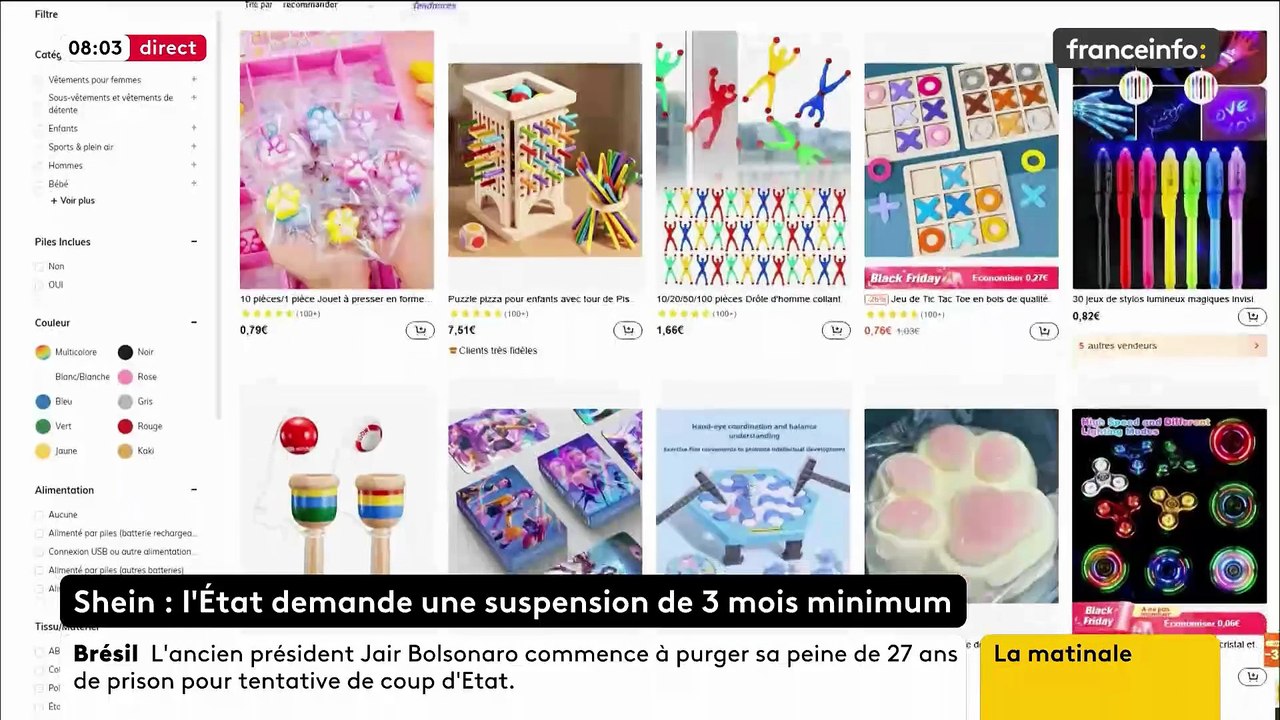 La plateforme asiatique d'e-commerce Shein ce matin devant le tribunal judiciaire de Paris, où l'État demandera sa suspension pour trois mois minimum et une réouverture sous conditions, a expliqué le ministère de l'Economie - VIDEO