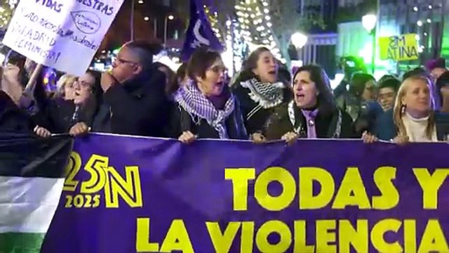 Madrid streets fill with thousands protesting gender violence in Spain