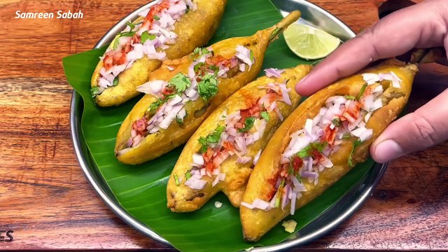 Crispy Spicy Mirchi Bajji Recipe - Andhra Style Mirchi Bajji Recipe - Famous South Indian Snack