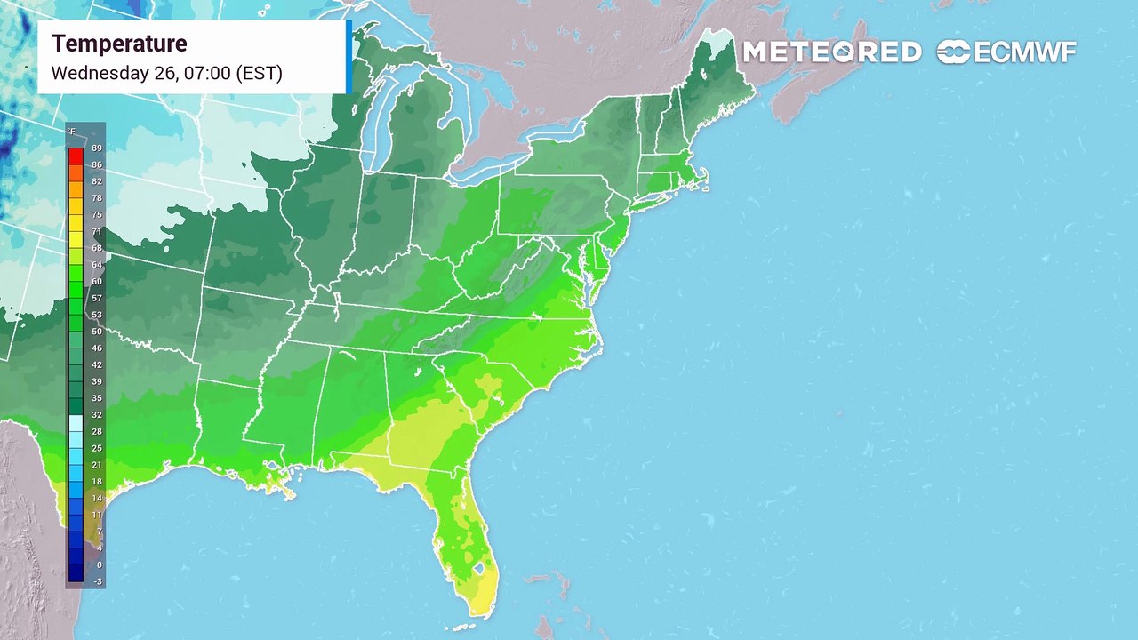Chilly air will continue to dive south and east across the country on Wednesday.