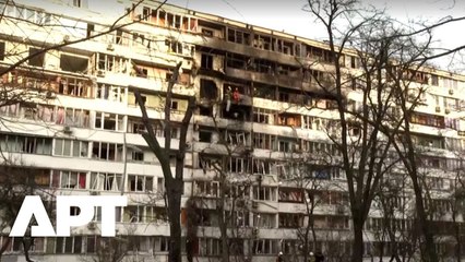 Russian Strikes Kill Six In Kyiv Block As Workers Inspect The Damage | APT