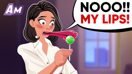 Girl lost her lips because of a lollipop