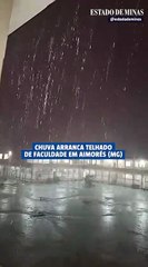 Chuva arranca telhado de faculdade em Aimorés (MG)