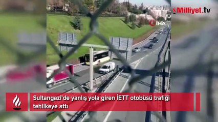 İETT şoförü yolu kaçırdı, tüm trafiği tehlikeye attı