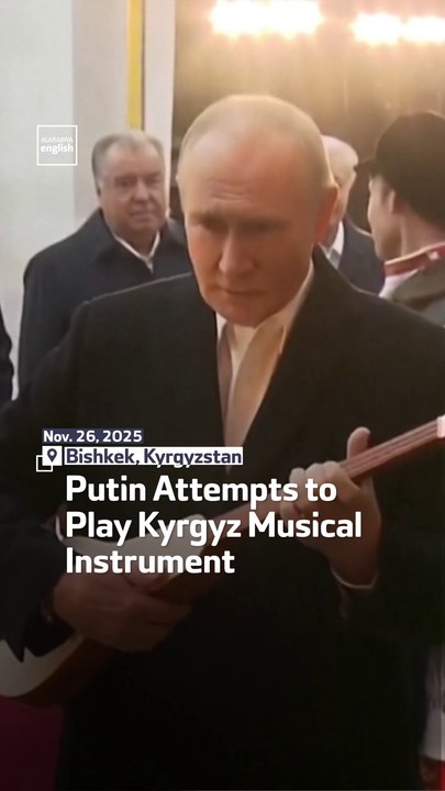 Putin Attempts to Play Kyrgyz Musical Instrument